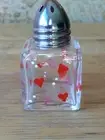 Hand Painted Valentine Salt & Pepper Shakers with Tiny Red & Pink Hearts