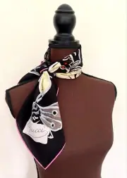New Gucci Scarf Logo Kris Knight Butterfly Black Floral Silk Crepe Wrap