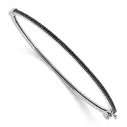 Sterling Silver Brilliant Embers Rhodium-Plated 71 Stone Micro Pav Black Cz Polished Hinged Bangle