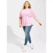 Torrid NEW Mauve Embroidered Flutter Dolman Sleeve Babydoll Top Womem's 2X Plus