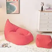 UYSOFRCV Bean Bag Chair Cover Lazy Sofas Cover (No Beans) is Perfect for Reading, Watching Movies, Playing Video Games or Hanging Out,Red