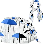 [YTYVAGT] Scrub Caps Women,Scrub Hats Suitable for Women,Blue Umbrellas White Background