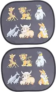 BRIGHTFUFU 2Pcs Cartoon Car Side Window Sunshade Protector Decals Electrostatic Adherence Easy Application for UV Rays Blocker Fits Vehicles Fun Animal Design