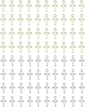 Ruwado 100 Pcs Mini Cross Charm Silver Gold 16 X 8 MM Alloy Vintage Peace Crucifix Pendants Beads for DIY Jewelry Making Kits Crafting Finding Bracelet Necklace