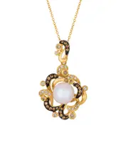 Le Vian Chocolatier 14K Honey Gold 0.95 ct. tw. Diamond 9-9.5mm Pearl Necklace