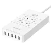 Hpc-4A5U-V1-Us-Wh Smart Charging Desktop Surge Protector Power Socket With 4 Ac Outlets and 5 Usb Ports Us Plug(White)