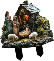 Oshhni Nativity Scene Christmas Decoration Ornament Stakes Yard Creative Party Supplies Garden Outside Holidays Landscape Xmas Decor