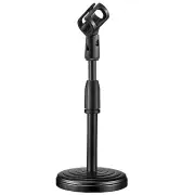 Desk Mic Stand Desktop Microphone Lifting Stand Mini Round Base with Mic Clip
