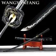 Japanese Katana 1095 Carbon Steel Black Blade Lightning Pattern Samurai Sword