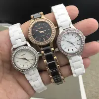 在飛比找Yahoo!奇摩拍賣優惠-手錶帶 現貨DKNY唐可娜兒手錶白色陶瓷錶時尚鑲鉆簡約石英防