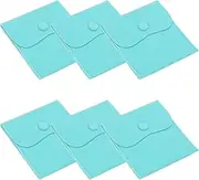 uxcell 4x4 Inch Jewelry Pouch, 6 Pcs Soft Velvet Pouches with Snap Button Portable Storage for Rings Necklace Bracelet Earring Watch, Blue