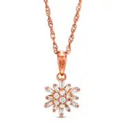 0.2 CT. T.W. Baguette and Round Natural Diamond Sunburst Pendant in 10K Rose Gold