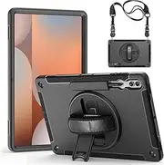 [Junfire] Case for Samsung Galaxy Tab S9 Ultra 14.6 Inch [SM-X910/916/918], Shockproof Robust Protective Case with Pen Holder, 360° Rotating Stand & Hand Strap, Shoulder Strap for Galaxy Tab S9 Ultra 14.6 Inch