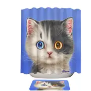 Black and White Beautiful Kitten Cat Shower Curtain