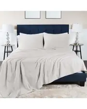 Superior Cotton Linen-Blend Deep Pocket 4pc Bed Sheet Set
