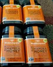 4 ) Jars Wedderspoon 100% Raw Manuka Honey KFactor 16+ 17.6 oz