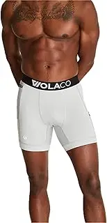 [WOLACO] North Moore 6" Compression Shorts Underwear with Phone Pocket, Stone Grey, Medium