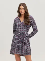 GUESS Women's Eco Navy G Logo Print Mini Dress Size: XL, Elastane