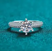 Luxurious Round Cut 1.00 Ct Moissanite Triple Row Pave Cocktail Party Wear Ring