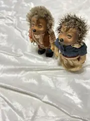 Vintage Large 7”STEIFF MICKI & MECKI Hedgehog Dolls Original Germany