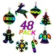 Christmas Scratch Crafts Arts, 48 DIY Rainbow Scratch Art Bulk Cards, Rainbow