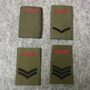 BRITISH ARMY CADET OLIVE GREEN COTTON RANK SLIDE,PRIVATE,L CORPORAL,SERGEANT,OG