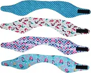 Gogogmee 4Pcs Adjustable Swim Headband for Ear Protection Elastic Printed Headband for Bathing Surfing Kayaking Suitable for Adults Random Styles