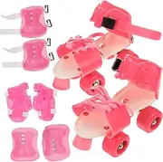 Roller Shoes 1 Set Four Wheels Soft pu Double Row Skate Shoe Plastic Protective Gear Comfortable Child Skates Training Skating Shoe Hockey Pattern Training Rollerskate