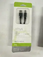ATIVA USB 2.0 A/B Cable 16FT (4.88m) – High-Speed Printer/Data Cable