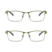 2 PK Men Reading Glasses Anti Blue Light Brass Metal Frame Spring Hinge Readers
