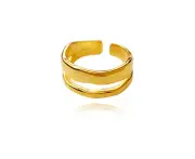 Culturesse Elanor Sterling Silver Adjustable Fashion Open Ring 18K Gold Plating