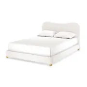 Ginnie Curved Bouclé Bed Frame - Cream White