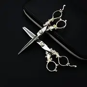 Hair Cutting Scissors, 6 inch Stainless Steel European Style Damascus Pattern Hair Cutting Hairdresser Barber Scissors Shears