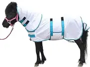 Pony/Mini Horse Fly Sheet Miniature Size 36"-50" Foal Weanling Donkey Adjustable Mesh Rugs Breathable Summer Flysheet White 50