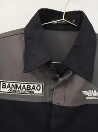 在飛比找露天拍賣優惠-BANMABAO深藍深灰賽車工作服短袖襯衫M號