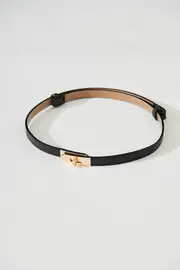 Audrey Belt in Black With Gold Buckle PU one size