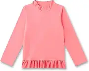[Sanetta] UV Shirt Pink Practical and Protective Swim Shirt Made from Recycled Polyester Mix for Girls Swimwear for Children, Pink