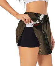 [GaxfjRu] Japanese Samurai Sword Print Women's Running Shorts High Waisted Running Shorts Pocket Sporty Gym Elastic Short