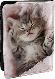 [JEJEA] Sleeping Cat Print Travel Organizer Credit Cards Case Passport BookPassport Holder Cover Wallet forTraveling,, Black, One Size