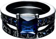 [VPbao] 2pcs Women CZ 18K Stainless Steel Set Promise Rings Jewellery Blue
