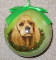 E & S Pets Buff Cocker Spaniel Ball Christmas Ornament - NIB