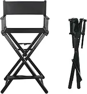 Enliansgo Directors Chair, Aluminum Folding Directors Chair Makeup Chair, 30" Seat Height Camping Directors Chair Side Table for Makeup Artists and Directors, Sports Event, Craft Show, 300 LBS Black