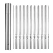 100pcs Kebob Skewers 35cm x 5cm Stainless Steel Flat Sticks with Tube Storage