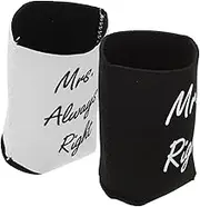 Mikinona 2pcs Neoprene Can Sleeves for Weddings Unique Insulated Beer and Soda Can Holders with Mrs Always Right Design Drink Coolers for Celebrations and Parties