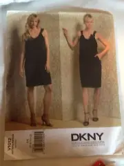 Vogue Pattern DKNY Shift Dress Fabric Flower Sleevless Straps V1012 6-12 Uncut