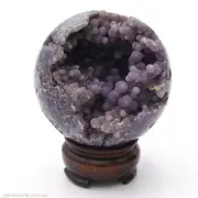 Sphere 69mm Grape Agate 309g Gemstone Crystal Ball Natural Mineral Inc Stand