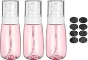sourcing map 3Pcs Small Spray Bottles, 60ml/2 oz Travel Size Spray Bottle Fine Mist Empty Refillable Travel Containers with Labels for Perfume Cosmetic Essential Oil (Pink/Clear)