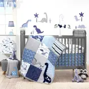 Bedtime Originals 3 Pc Baby Cot Bed Quilt Sheet Set Blue Dinosaurs