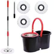 360° Spin Mop and Bucket w/wringer Set +3 Microfiber Refills Floor Cleaning