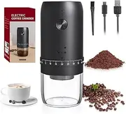 Electric Coffee Bean Grinder, Portable Cordless Burr-Free Coffee Grinder, 40 Adjustable Coarseness Settings, Extra Long Life, USB Rechargeable, for Drip Coffee Maker, French Press Coffee Maker (Black)